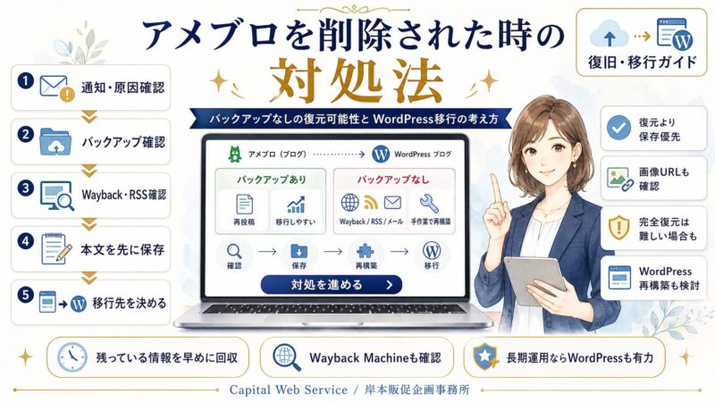 アメブロを削除された時の対処法｜バックアップなしで復元できる可能性とWordPress移行の考え方
