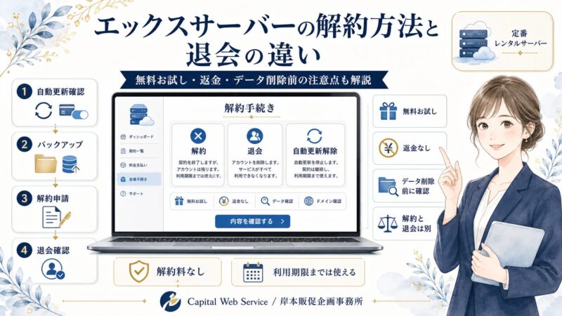 エックスサーバーの解約方法と退会の違い｜無料お試し・返金・データ削除前の注意点も解説