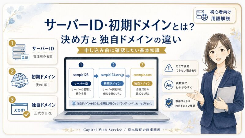 レンタルサーバーのサーバーID・初期ドメインとは？決め方と独自ドメインとの違いを解説