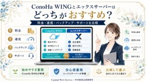 ConoHa WINGとエックスサーバーはどっちがおすすめ？料金・速度・バックアップ・サポートを比較