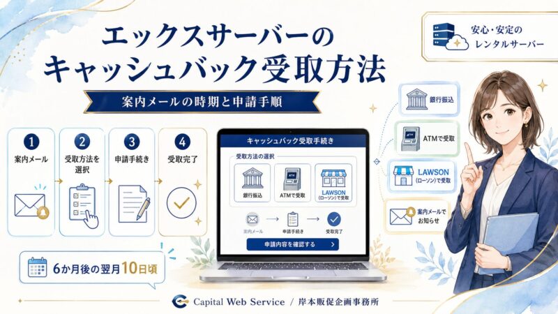 エックスサーバーのキャッシュバック特典を受け取る方法｜案内メールの時期と申請手順