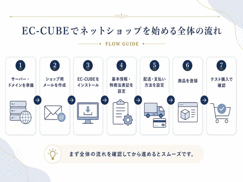 EC-CUBEでネットショップを始める全体の流れ