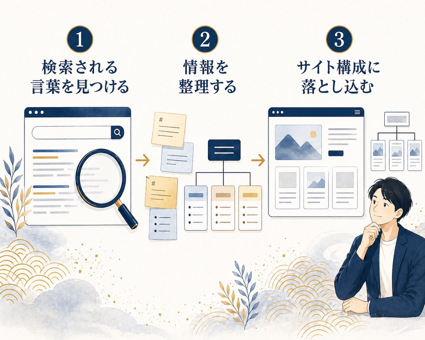 検索される言葉から考えるSEO設計の図解