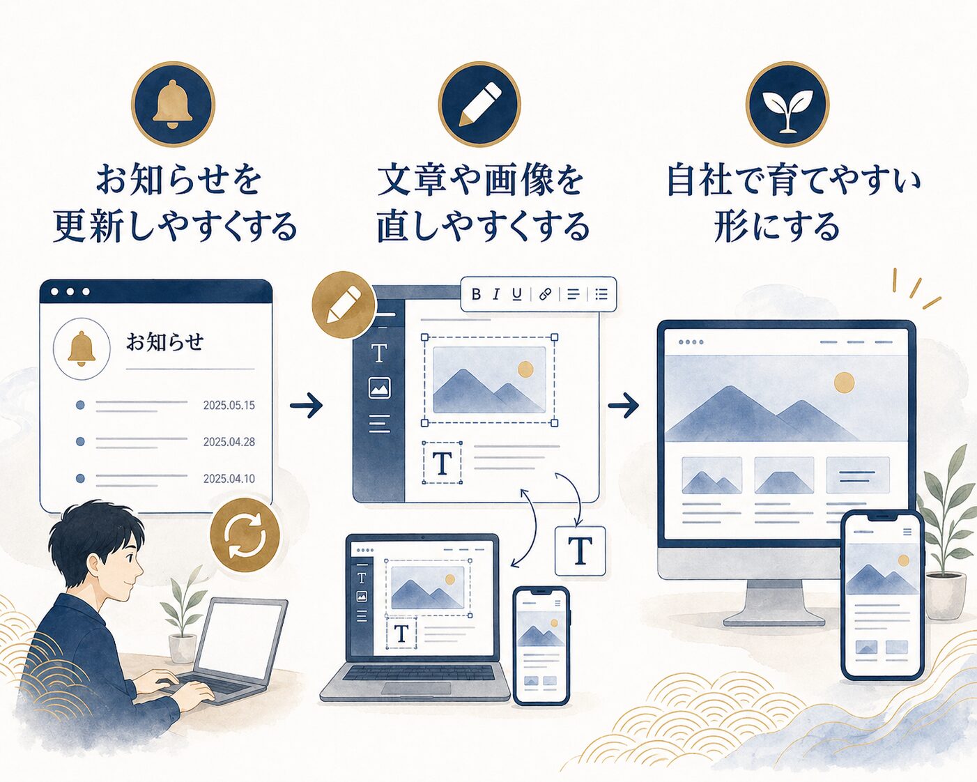 自社で更新しやすい仕組みづくりの図解