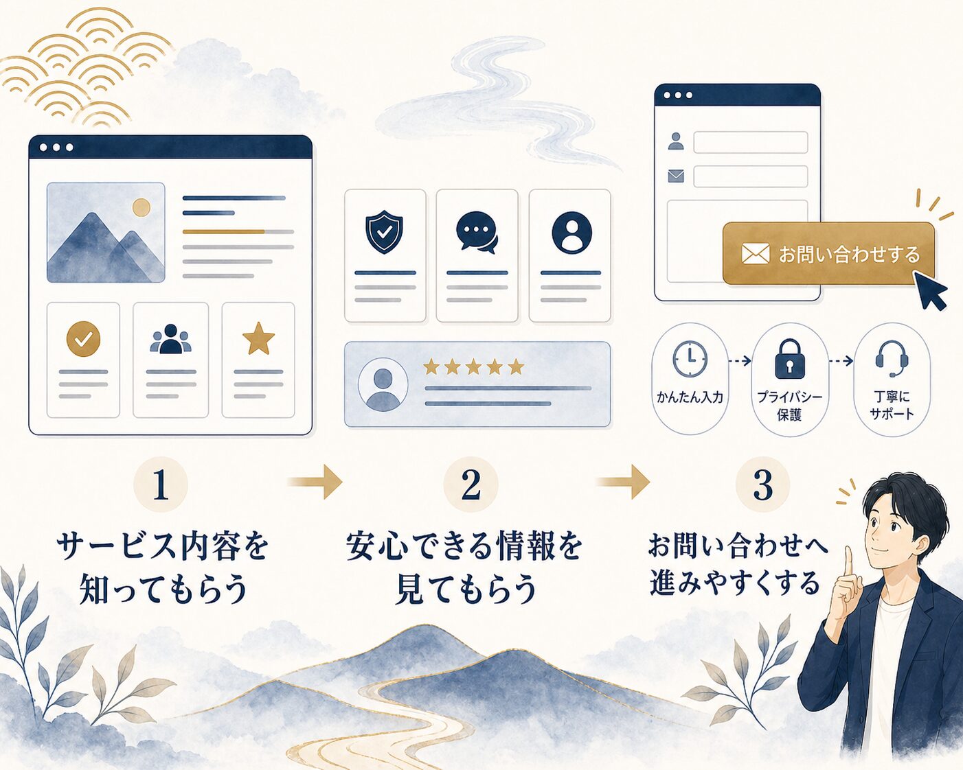 問い合わせにつながる導線設計の図解