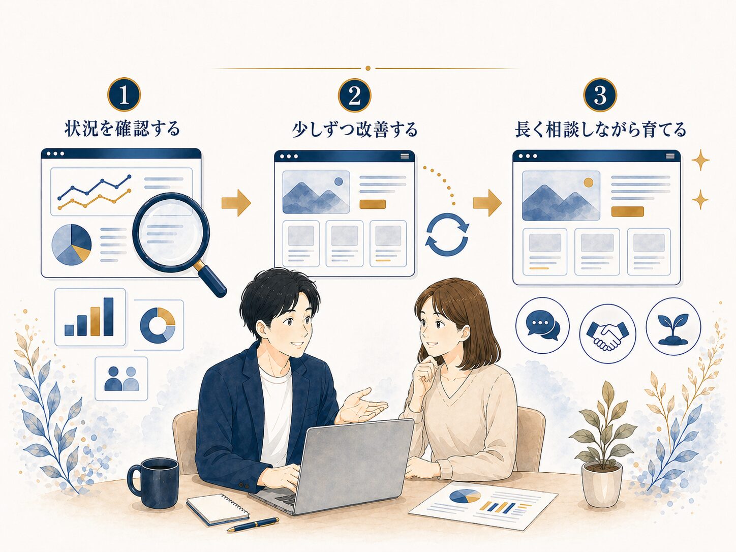 公開後も育てていくサポートの図解