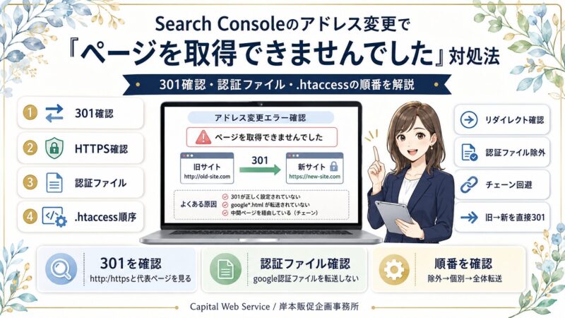 Search Consoleのアドレス変更で「ページを取得できませんでした」と出