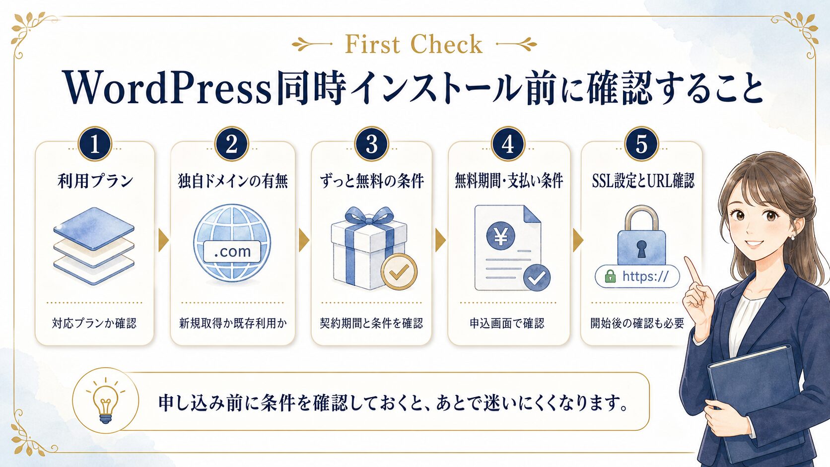WordPress同時インストール前に確認することを説明した図解