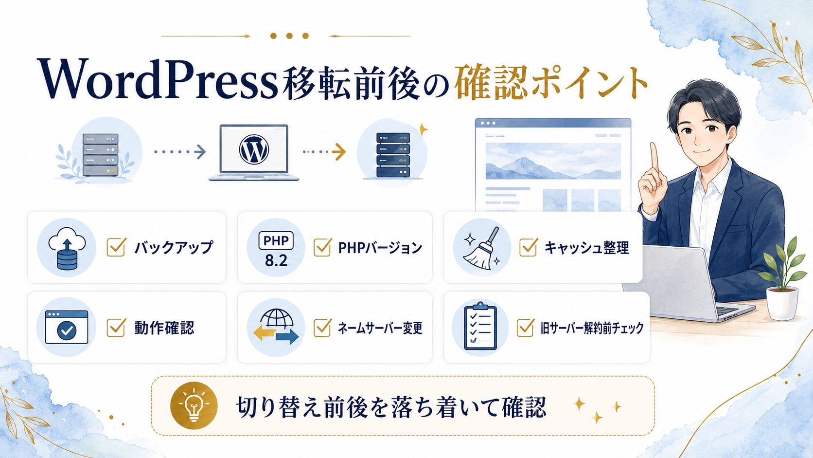 WordPressをエックスサーバーへ移転する前後の確認ポイントをまとめた図解